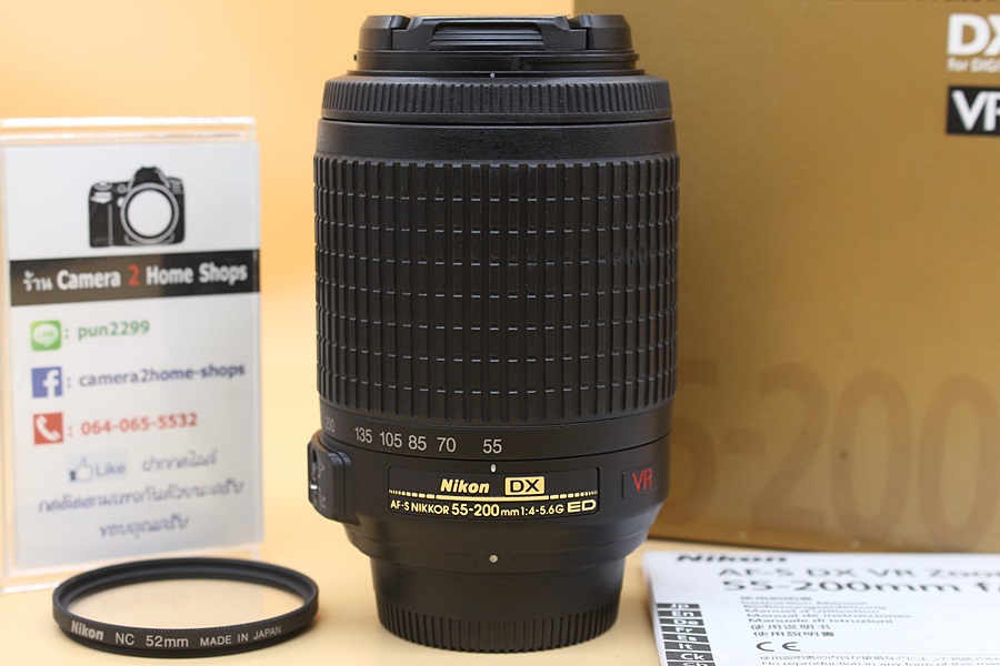 ขาย Lens Nikon AF-S 55-200mm f/4-5.6G ED DX VR Zoom สภาพสวย ไร้ฝ้า รา อุปกรณ์พร้อมกล่อง  อุปกรณ์และรายละเอียดของสินค้า 1.Lens Nikon AF-S 55-200mm f/4-5.6G 