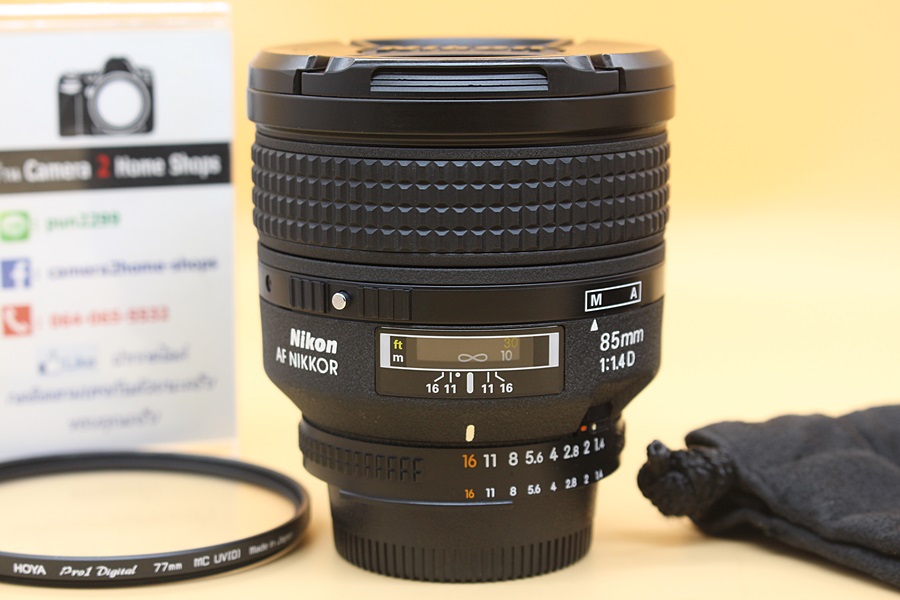 ขาย Lens Nikon AF 85mm f1.4D IF สภาพสวย มีรา ตัวหนังสือคมชัด  อุปกรณ์และรายละเอียดของสินค้า 1.Lens Nikon AF 85mm f1.4D IF (ราขอบเลนส์ 3จุดเล็ก) 2.Filter 3.