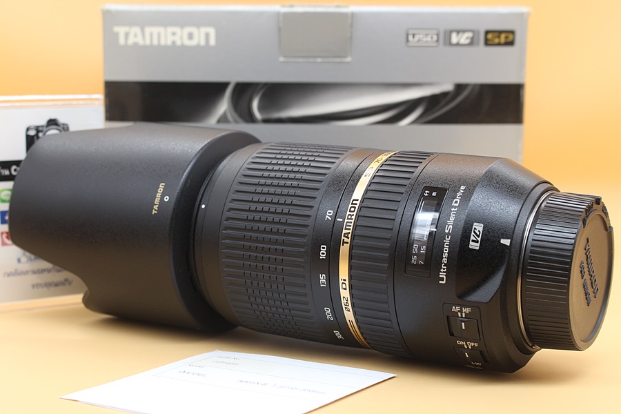 ขาย Lens Tamron SP 70-300mm F4-5.6 Di VC USD (For Nikon) สภาพสวยใหม่ ไร้ฝ้า รา อุปกรณ์ครบกล่อง  อุปกรณ์และรายละเอียดของสินค้า 1.Lens Tamron SP 70-300mm F4-