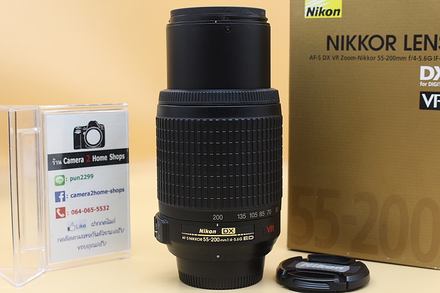 ขาย Lens Nikon AF-S 55-200mm f/4-5.6G ED DX VR Zoom สภาพสวย ไร้ฝ้า รา อุปกรณ์พร้อมกล่อง  อุปกรณ์และรายละเอียดของสินค้า 1.Lens Nikon AF-S 55-200mm f/4-5.6G 